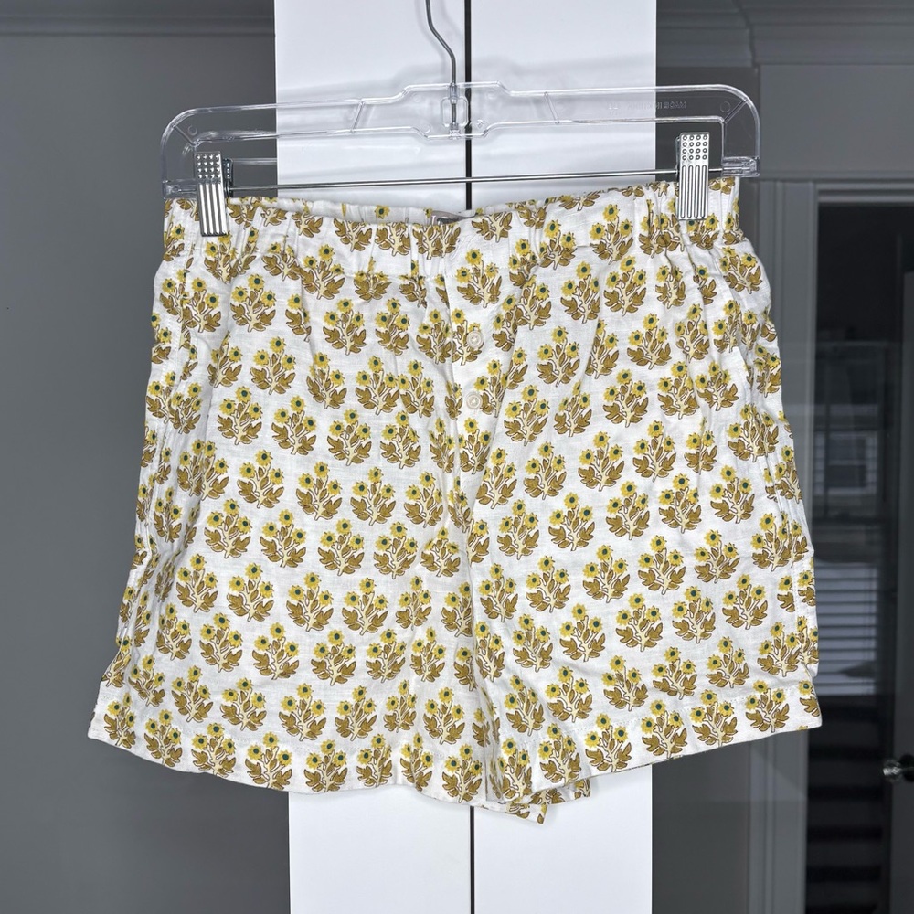 J. Crew Linen-cotton Blend Boxer Short Floral Multicolor